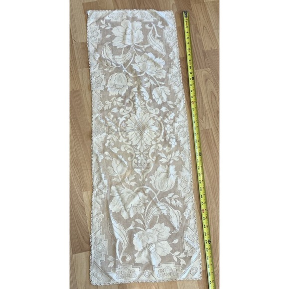 Antique Table Runner Doily handcrafted - measures 14" x 41" inches - Picture 2 of 4
